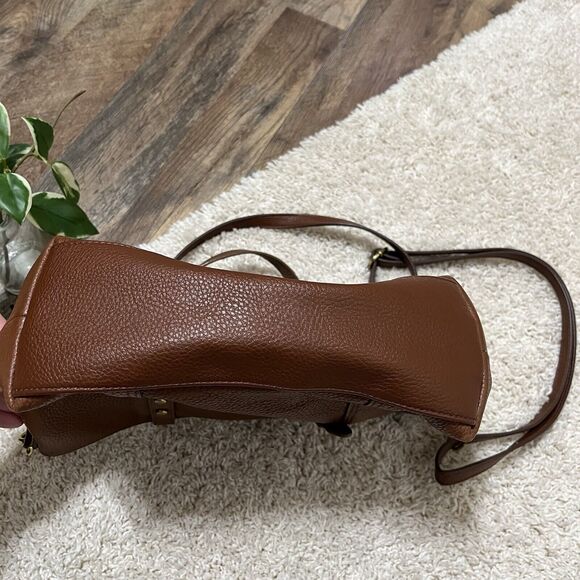 Fossil Brown Studded Cow Hide Leather Satchel Crossbody Bag Purse - Picture 4 of 11